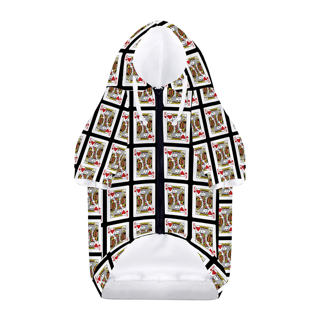 King Of Hearts Pattern Print Dog Zip Up Hoodie
