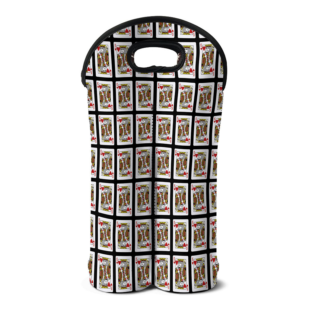 King Of Hearts Pattern Print Double Neoprene Wine Tote