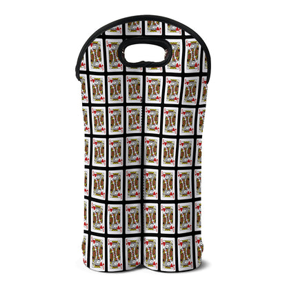 King Of Hearts Pattern Print Double Neoprene Wine Tote