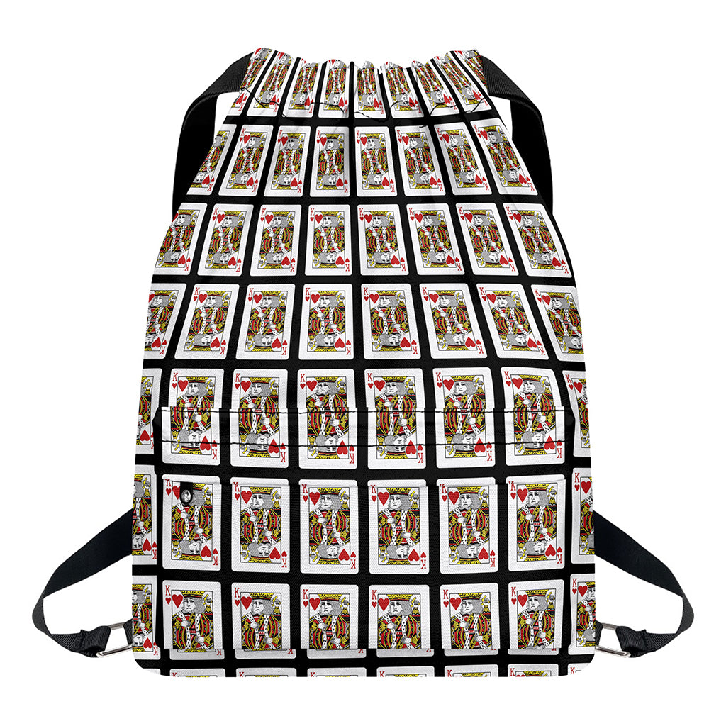 King Of Hearts Pattern Print Drawstring Backpack