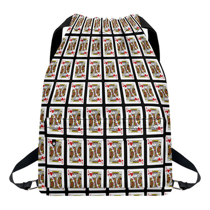King Of Hearts Pattern Print Drawstring Backpack