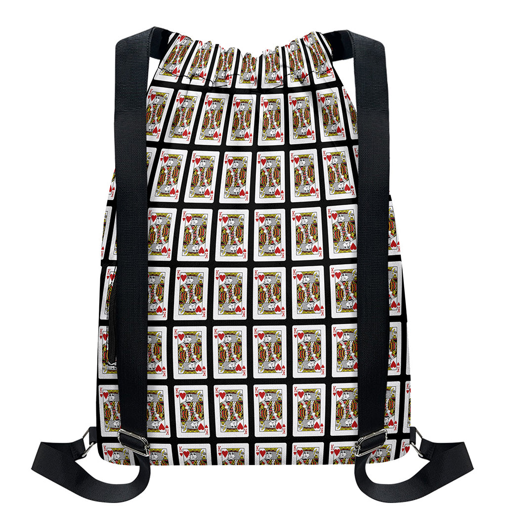 King Of Hearts Pattern Print Drawstring Backpack