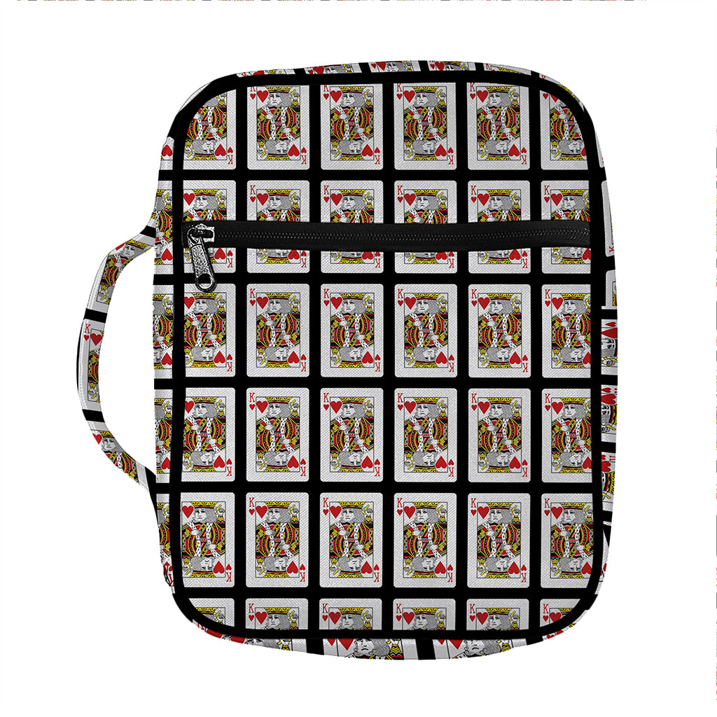 King Of Hearts Pattern Print Front Pocket Bible Bag