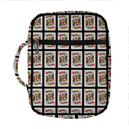 King Of Hearts Pattern Print Front Pocket Bible Bag