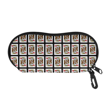 King Of Hearts Pattern Print Glasses Case