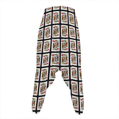 King Of Hearts Pattern Print Hammer Pants
