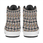 King Of Hearts Pattern Print High Top Leather Sneakers