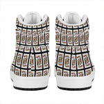 King Of Hearts Pattern Print High Top Leather Sneakers