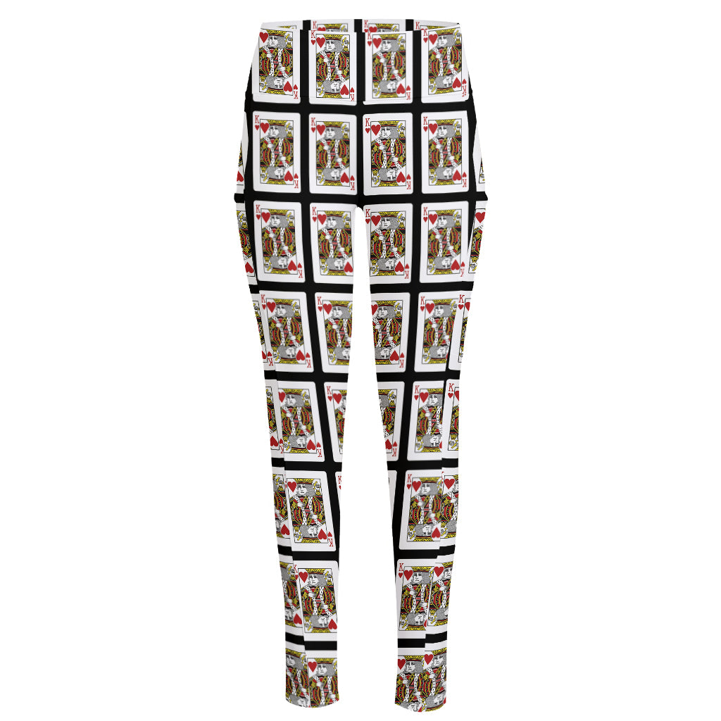 King Of Hearts Pattern Print High-Waisted Pocket Leggings