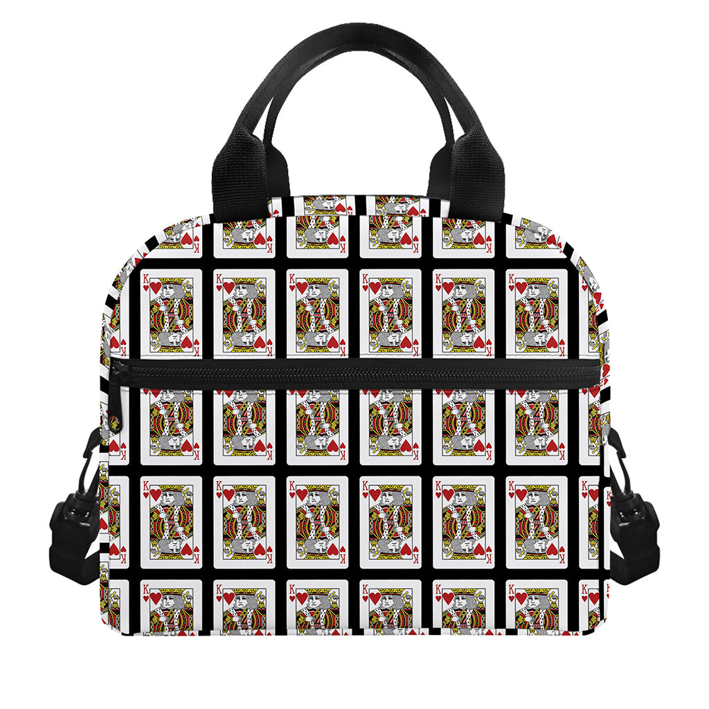 King Of Hearts Pattern Print Insulated Lunch Bag