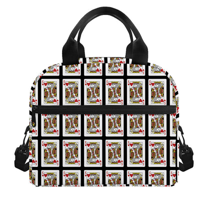 King Of Hearts Pattern Print Insulated Lunch Bag