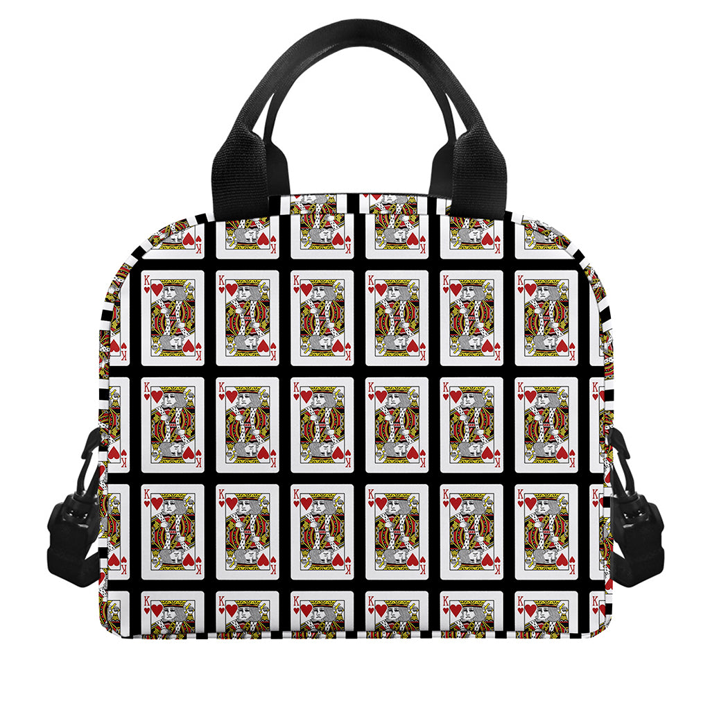 King Of Hearts Pattern Print Insulated Lunch Bag