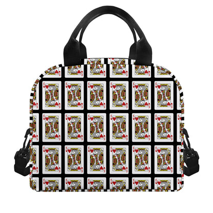 King Of Hearts Pattern Print Insulated Lunch Bag