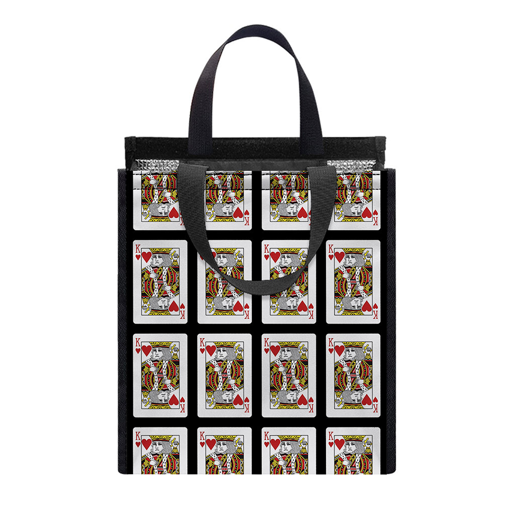 King Of Hearts Pattern Print Insulated Lunch Tote