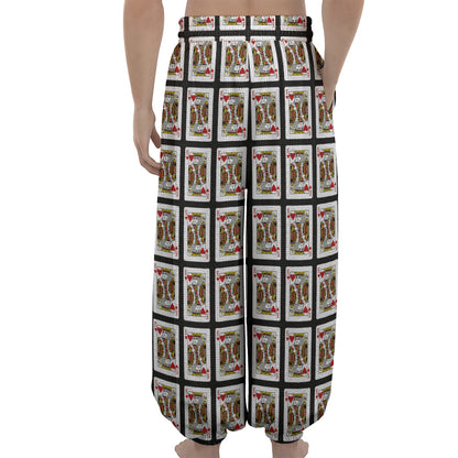 King Of Hearts Pattern Print Lantern Pants