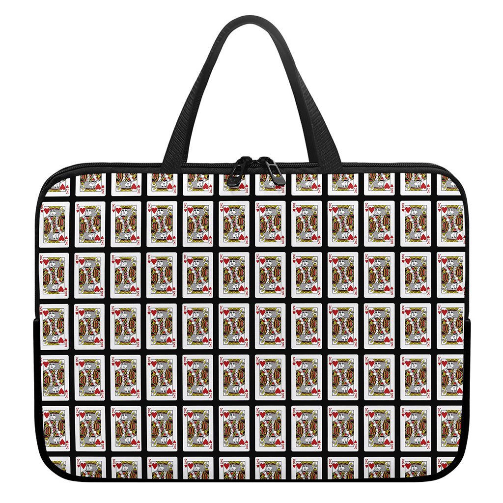 King Of Hearts Pattern Print Laptop Sleeve With Handle