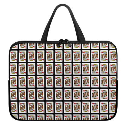 King Of Hearts Pattern Print Laptop Sleeve With Handle