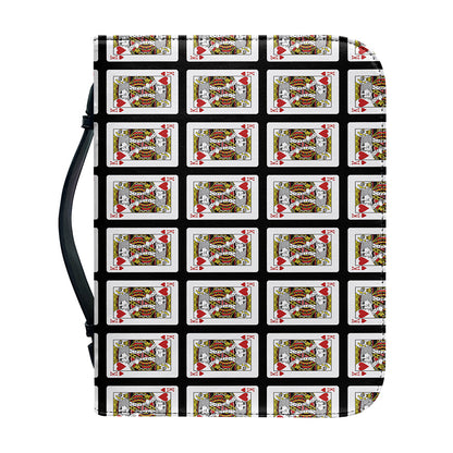 King Of Hearts Pattern Print Leather Bible Cover