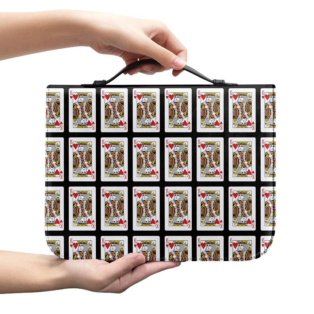 King Of Hearts Pattern Print Leather Bible Cover