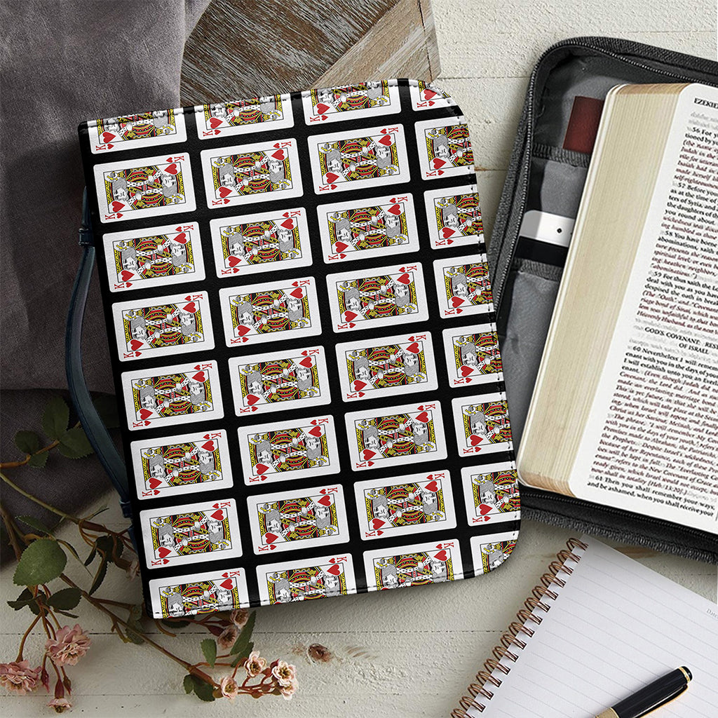 King Of Hearts Pattern Print Leather Bible Cover
