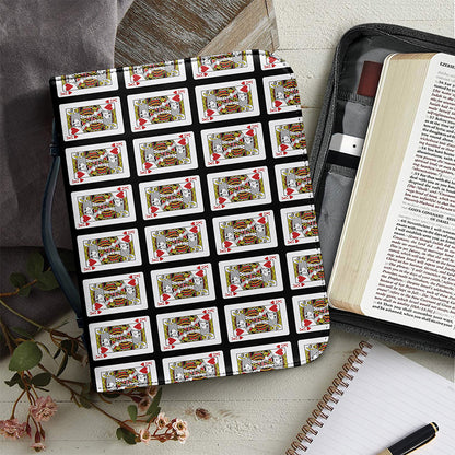 King Of Hearts Pattern Print Leather Bible Cover