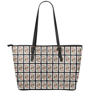 King Of Hearts Pattern Print Leather Tote Bag