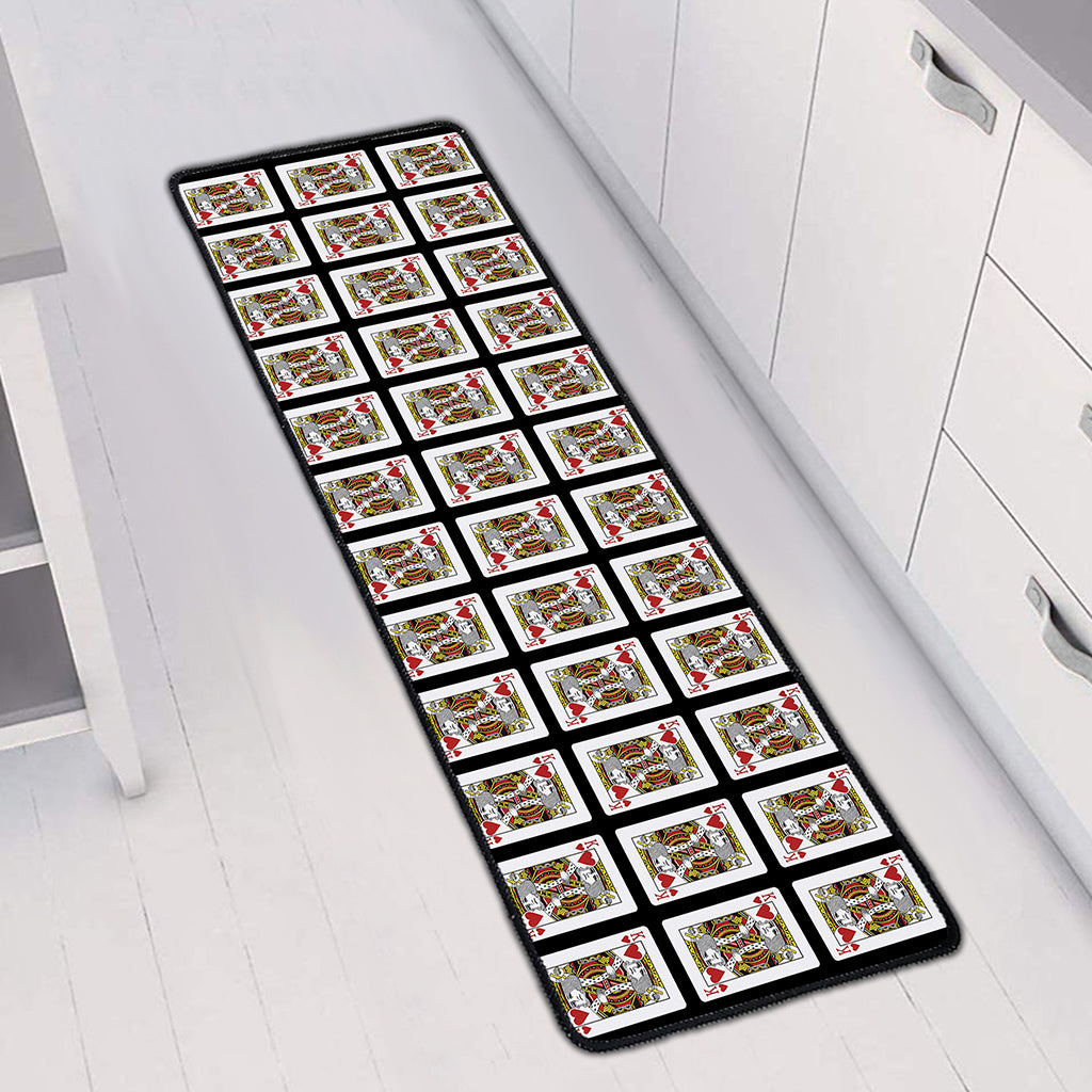 King Of Hearts Pattern Print Long Kitchen Mat