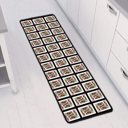 King Of Hearts Pattern Print Long Kitchen Mat