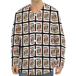 King Of Hearts Pattern Print Long Sleeve Baseball Jersey