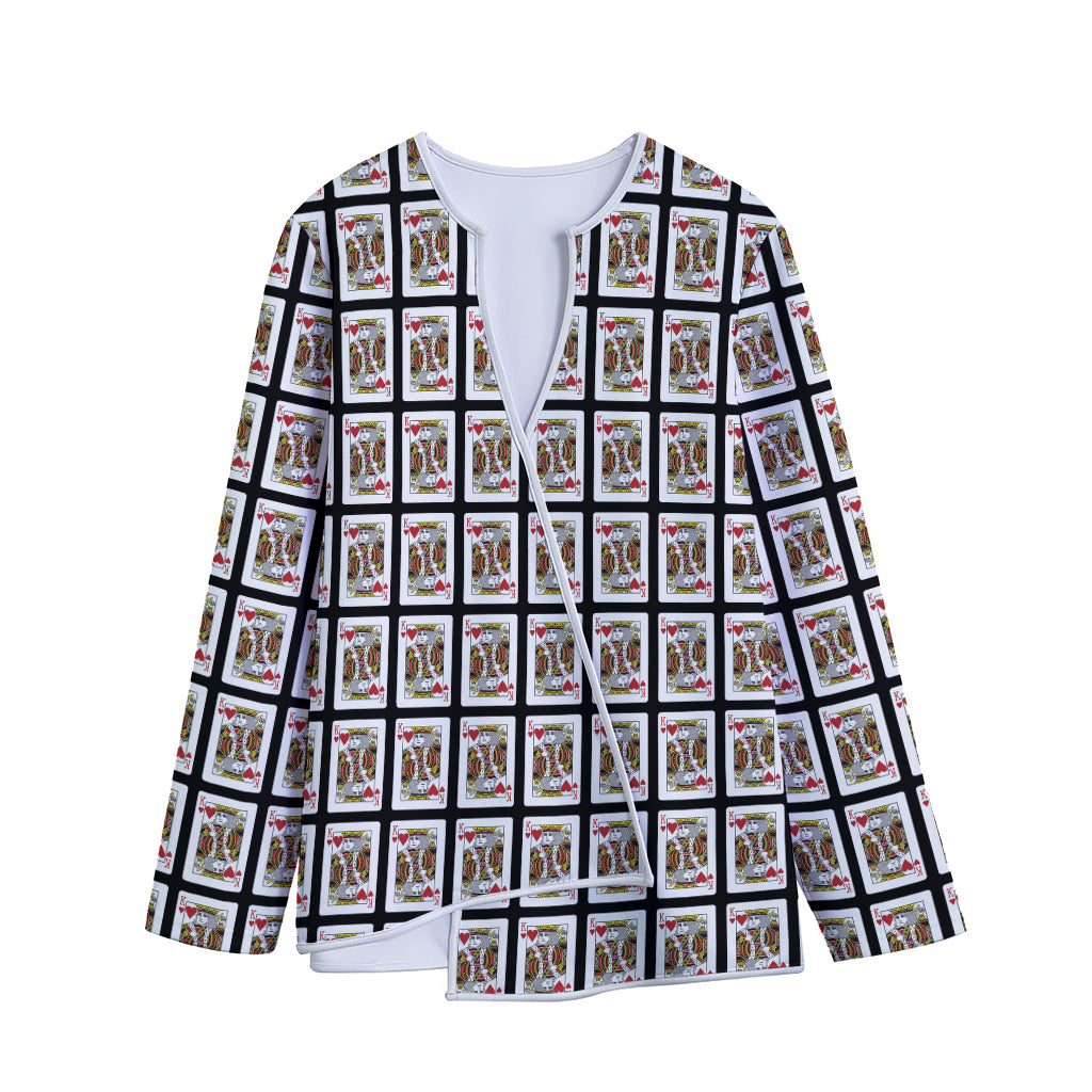 King Of Hearts Pattern Print Long Sleeve Short Coat