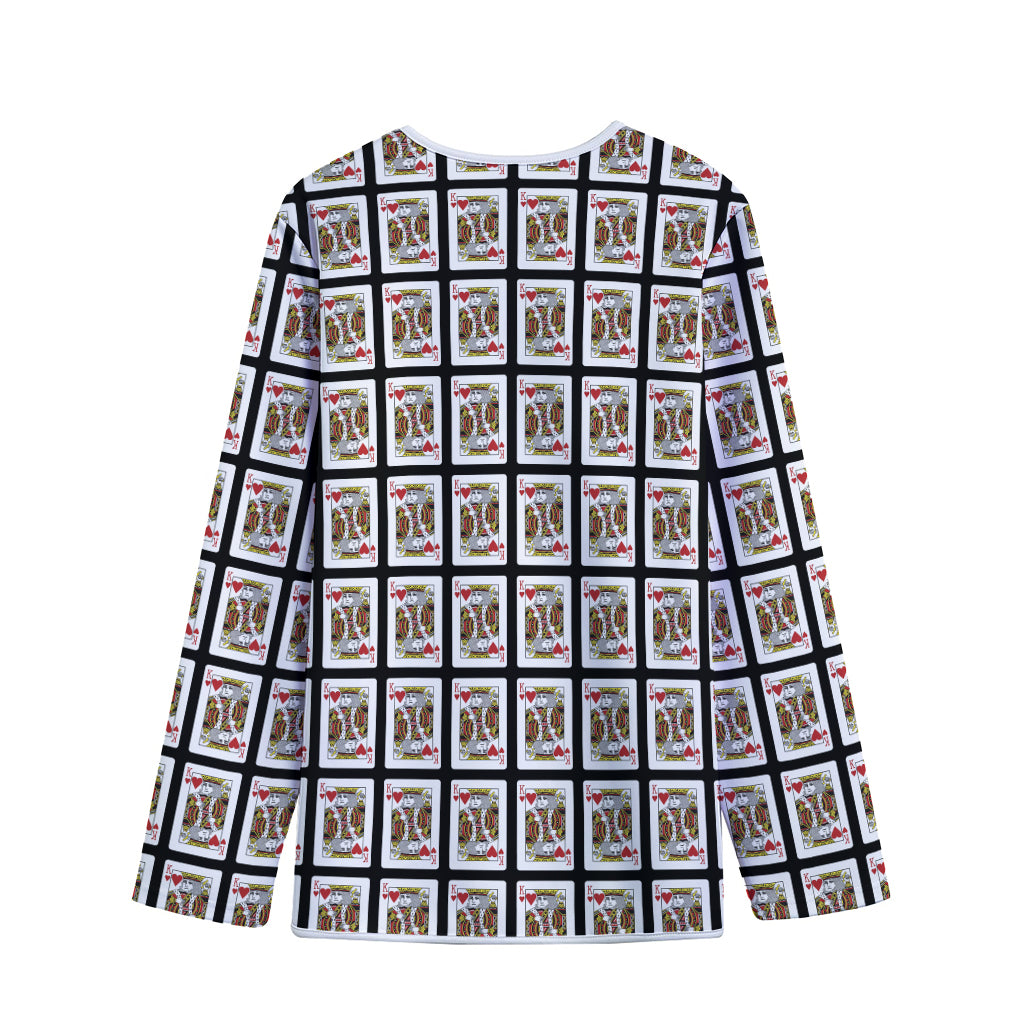 King Of Hearts Pattern Print Long Sleeve Short Coat