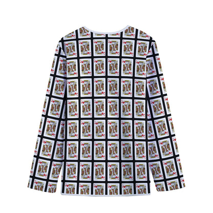 King Of Hearts Pattern Print Long Sleeve Short Coat