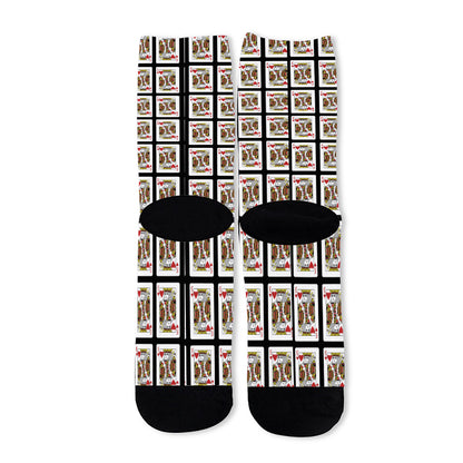 King Of Hearts Pattern Print Long Socks
