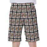 King Of Hearts Pattern Print Men's Beach Shorts