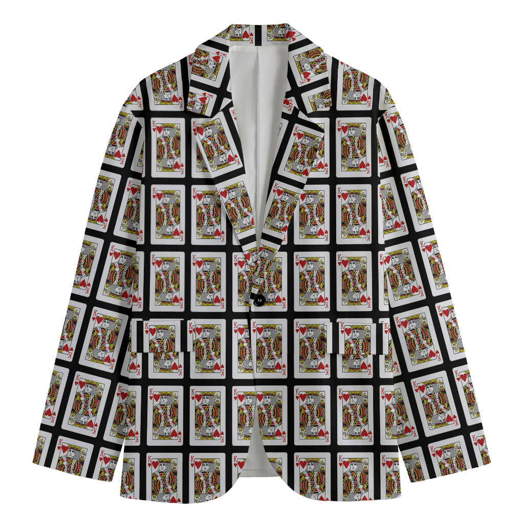 King Of Hearts Pattern Print Men's Blazer