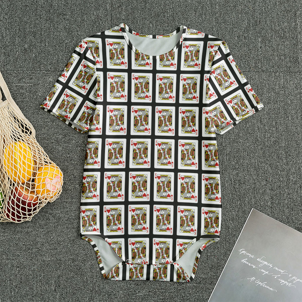 King Of Hearts Pattern Print Men's Bodysuit