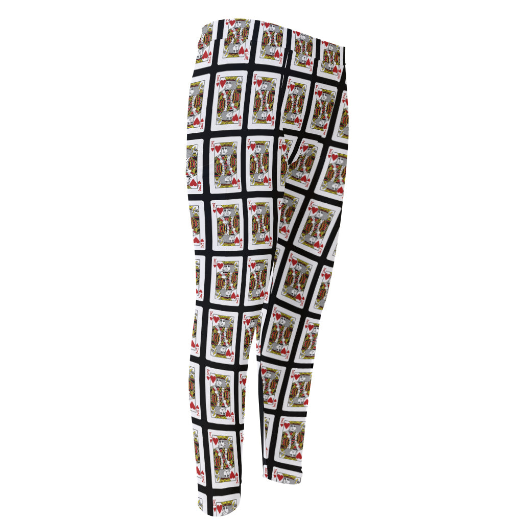 King Of Hearts Pattern Print Men's Compression Pants