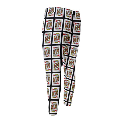 King Of Hearts Pattern Print Men's Compression Pants