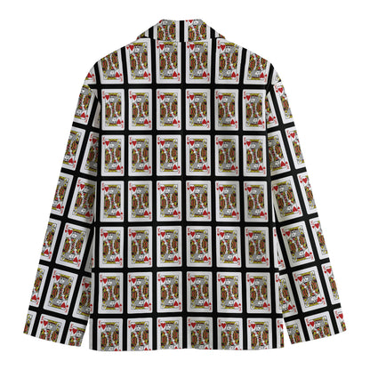 King Of Hearts Pattern Print Men's Cotton Blazer