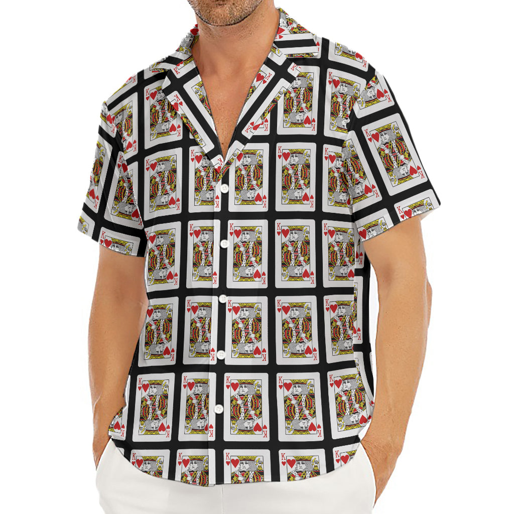 King Of Hearts Pattern Print Men's Deep V-Neck Shirt