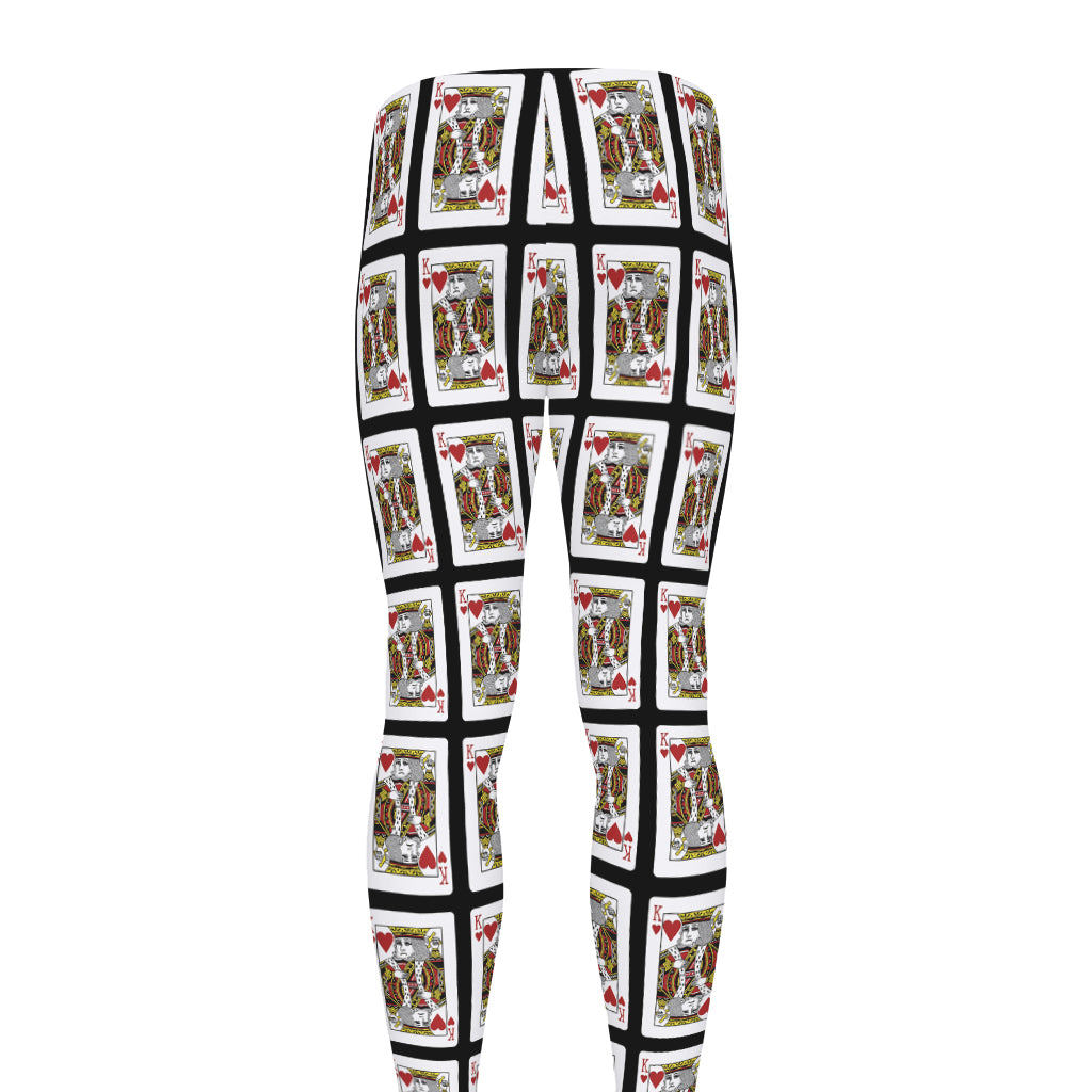 King Of Hearts Pattern Print Men's leggings