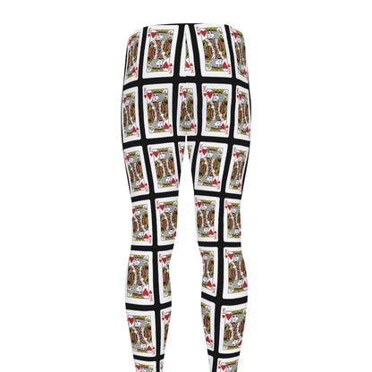 King Of Hearts Pattern Print Men's leggings