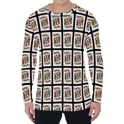 King Of Hearts Pattern Print Men's Long Sleeve T-Shirt