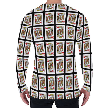King Of Hearts Pattern Print Men's Long Sleeve T-Shirt
