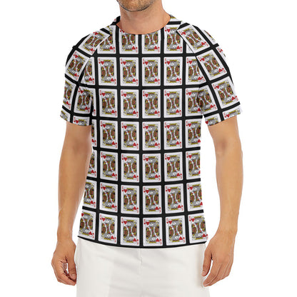 King Of Hearts Pattern Print Men's Short Sleeve Rash Guard