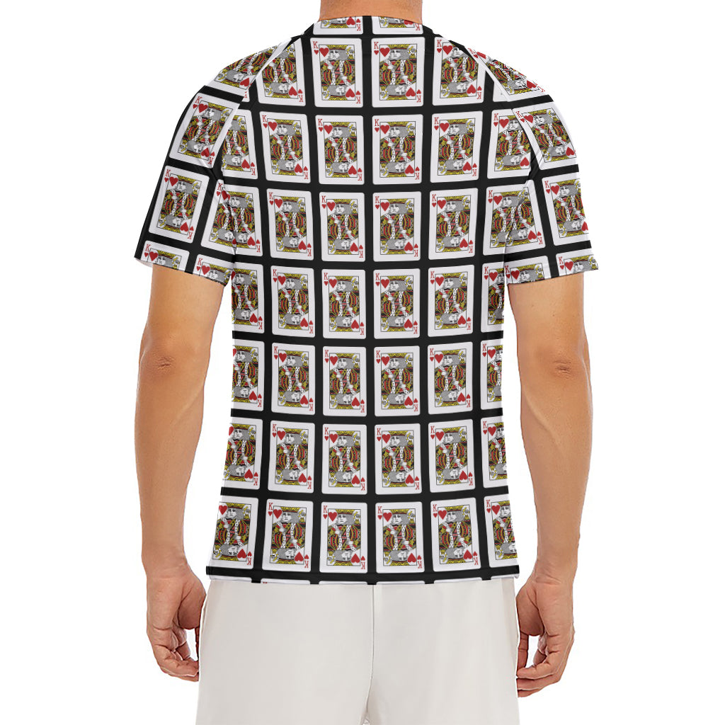 King Of Hearts Pattern Print Men's Short Sleeve Rash Guard