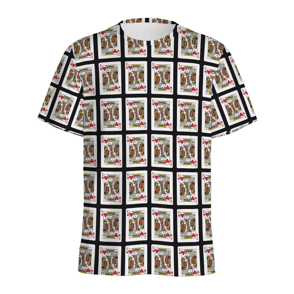 King Of Hearts Pattern Print Men's Sports T-Shirt