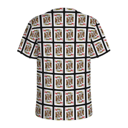 King Of Hearts Pattern Print Men's Sports T-Shirt