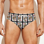 King Of Hearts Pattern Print Men's Swim Briefs