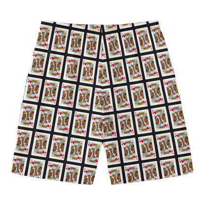 King Of Hearts Pattern Print Men's Swim Trunks